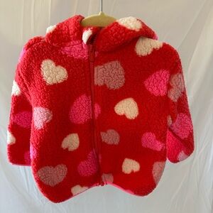 Old Navy Red and Pink Heart Kids Puffer Jacket